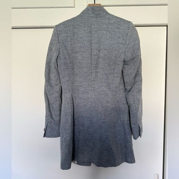Zara Blue Textured Chevron Long Blazer Small - Picture 2 of 6